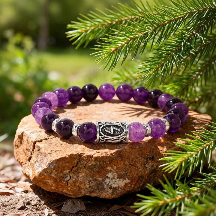WorldNorse Viking Runes Courage Blessing Crystal Bead Bracelet - Amethyst - image 10