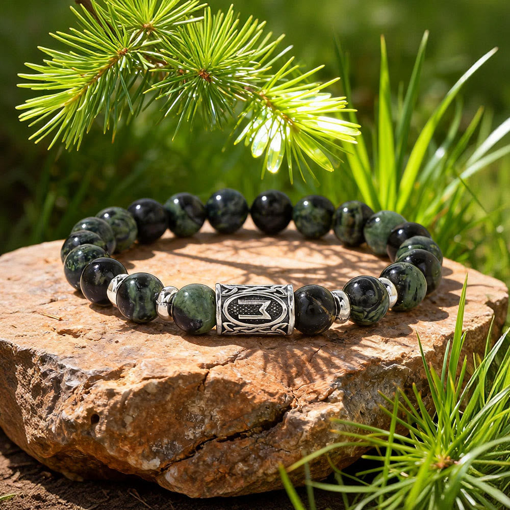 WorldNorse Viking Runes Courage Blessing Crystal Bead Bracelet - Kambamba Jasper - image 11