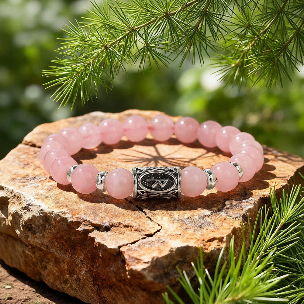 WorldNorse Viking Runes Courage Blessing Crystal Bead Bracelet - Rosenquarz - image 9
