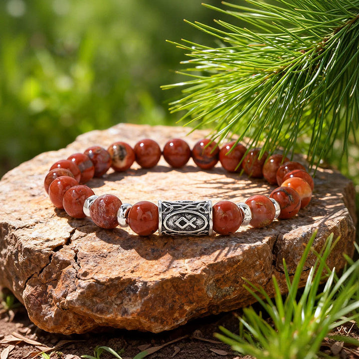 WorldNorse Viking Runes Courage Blessing Crystal Bead Bracelet - Roter Jaspis - image 17