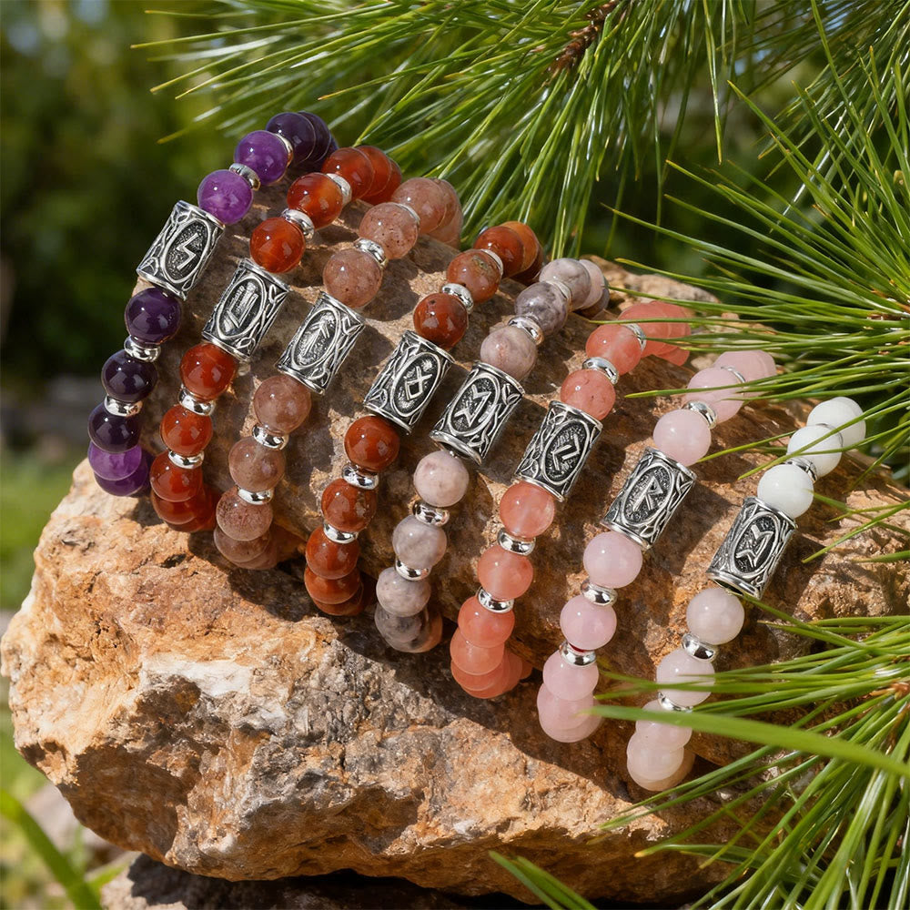 WorldNorse Viking Runes Courage Blessing Crystal Bead Bracelet - image 0