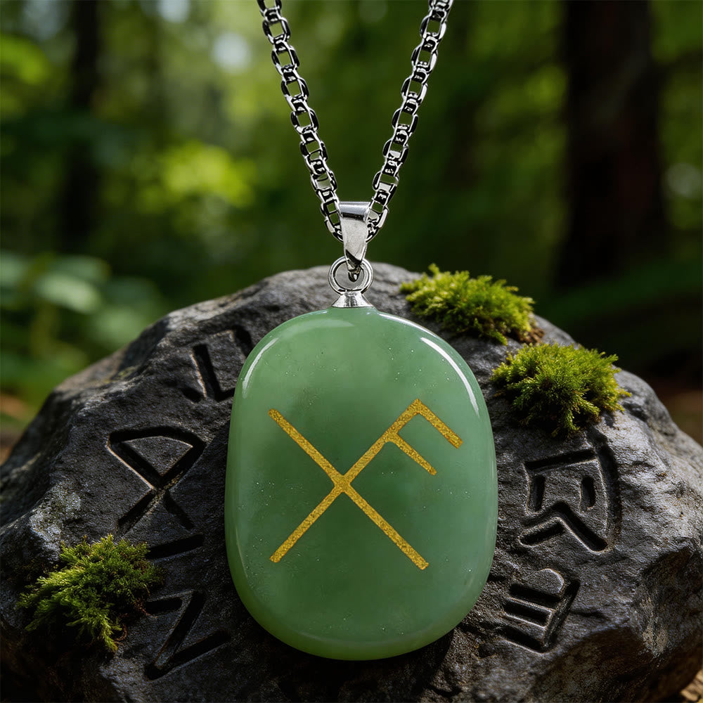 WorldNorse Gibo Auja Rune -Kristallkette - Grüner Aventurin - image 2