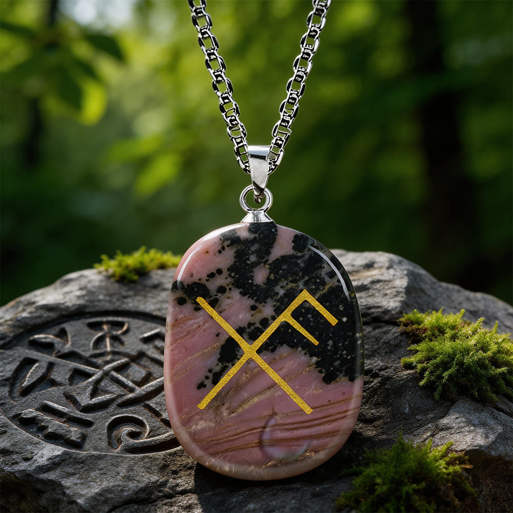 WorldNorse Gibo Auja Rune -Kristallkette - Rhodochrosit - image 13