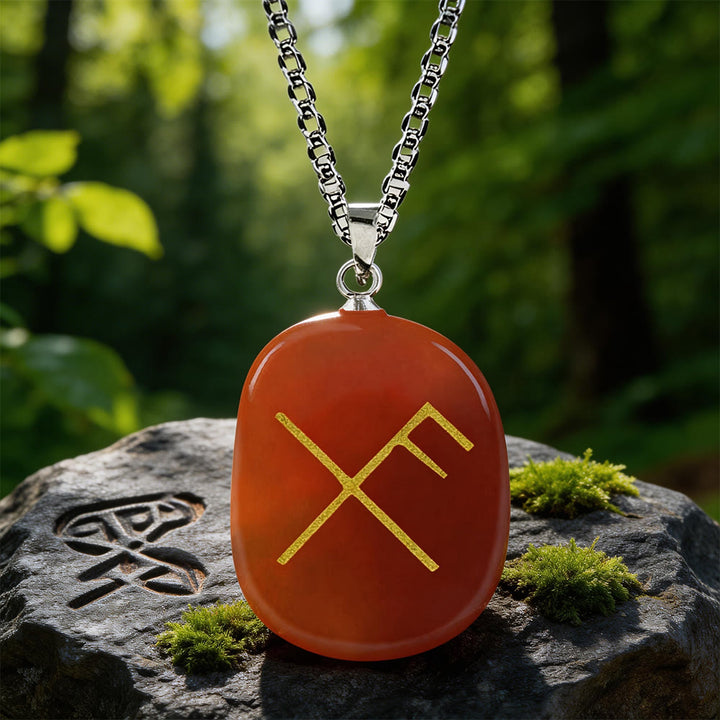 WorldNorse Gibo Auja Rune -Kristallkette - Roter Achat - image 6