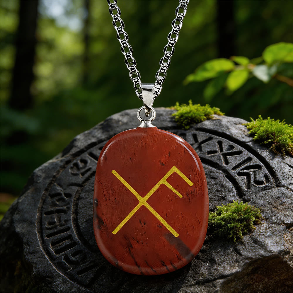 WorldNorse Gibo Auja Rune -Kristallkette - Roter Jaspis - image 5