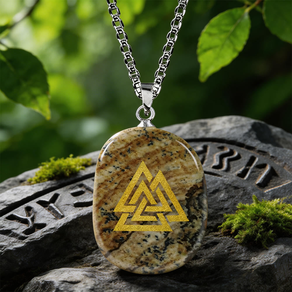 WorldNorse Valknut Stärke-Siegel Kristallkette - Bildjaspis - image 14