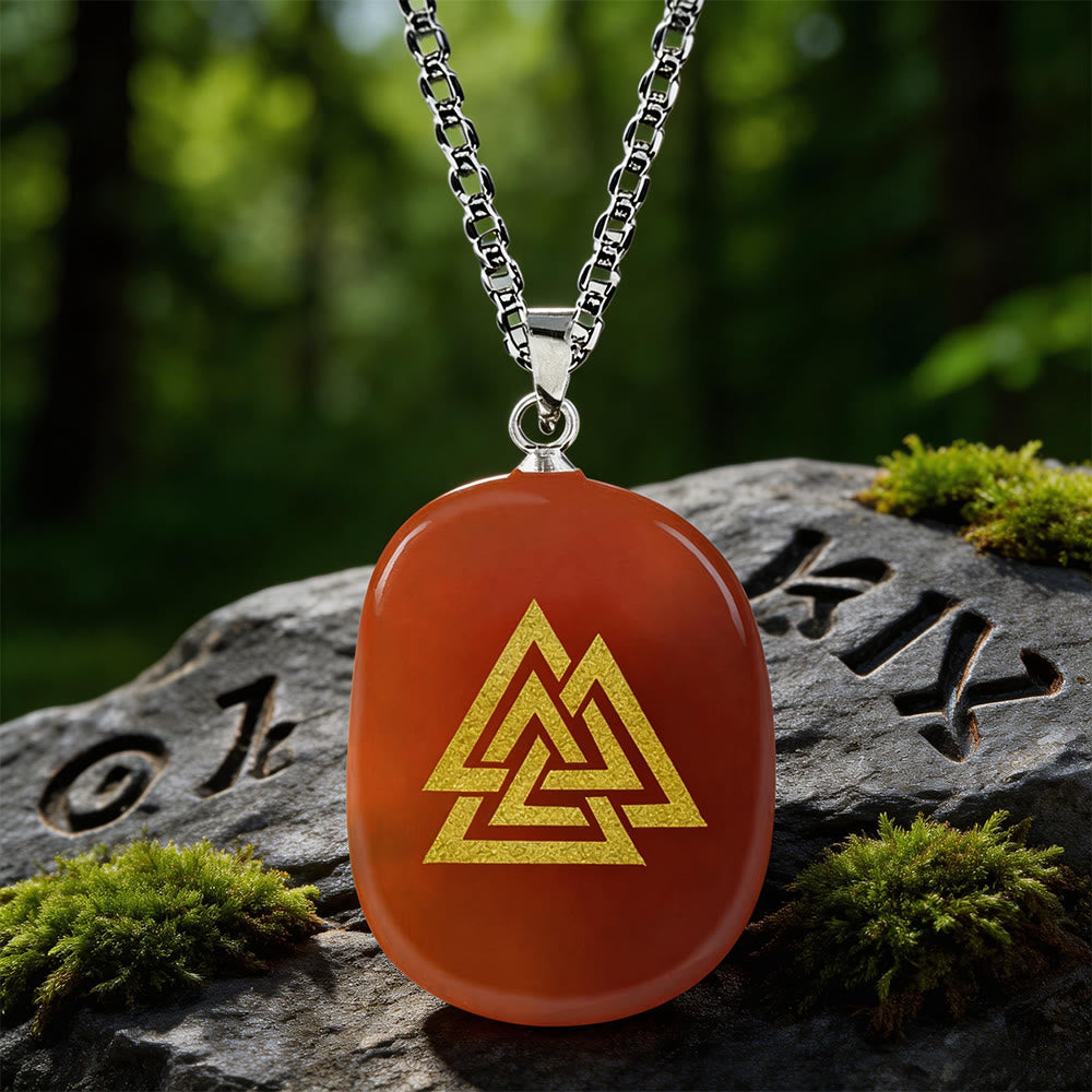 WorldNorse Valknut Stärke-Siegel Kristallkette - Roter Achat - image 6
