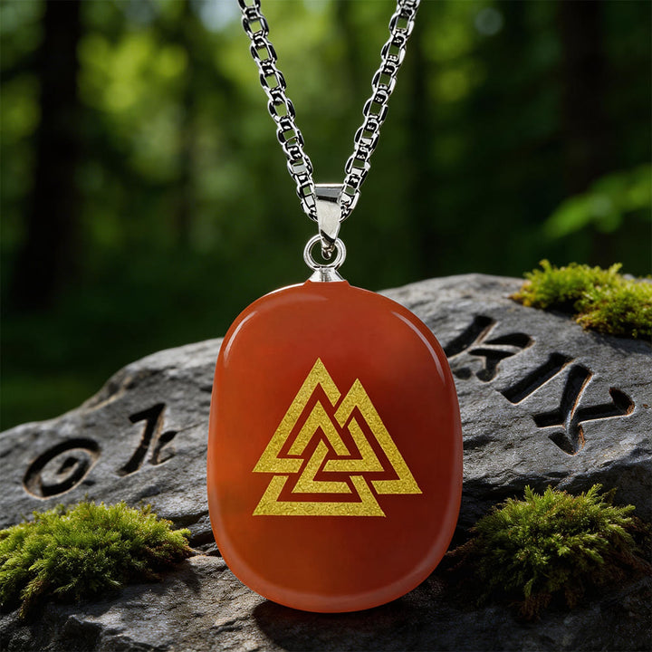 WorldNorse Valknut Stärke-Siegel Kristallkette - Roter Achat - image 6