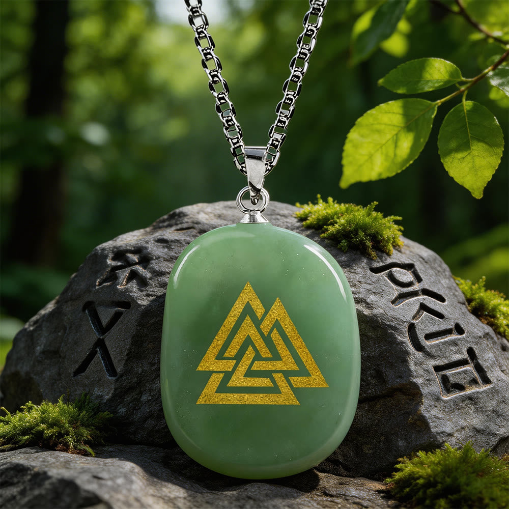 WorldNorse Valknut Stärke-Siegel Kristallkette - Grüner Aventurin - image 3