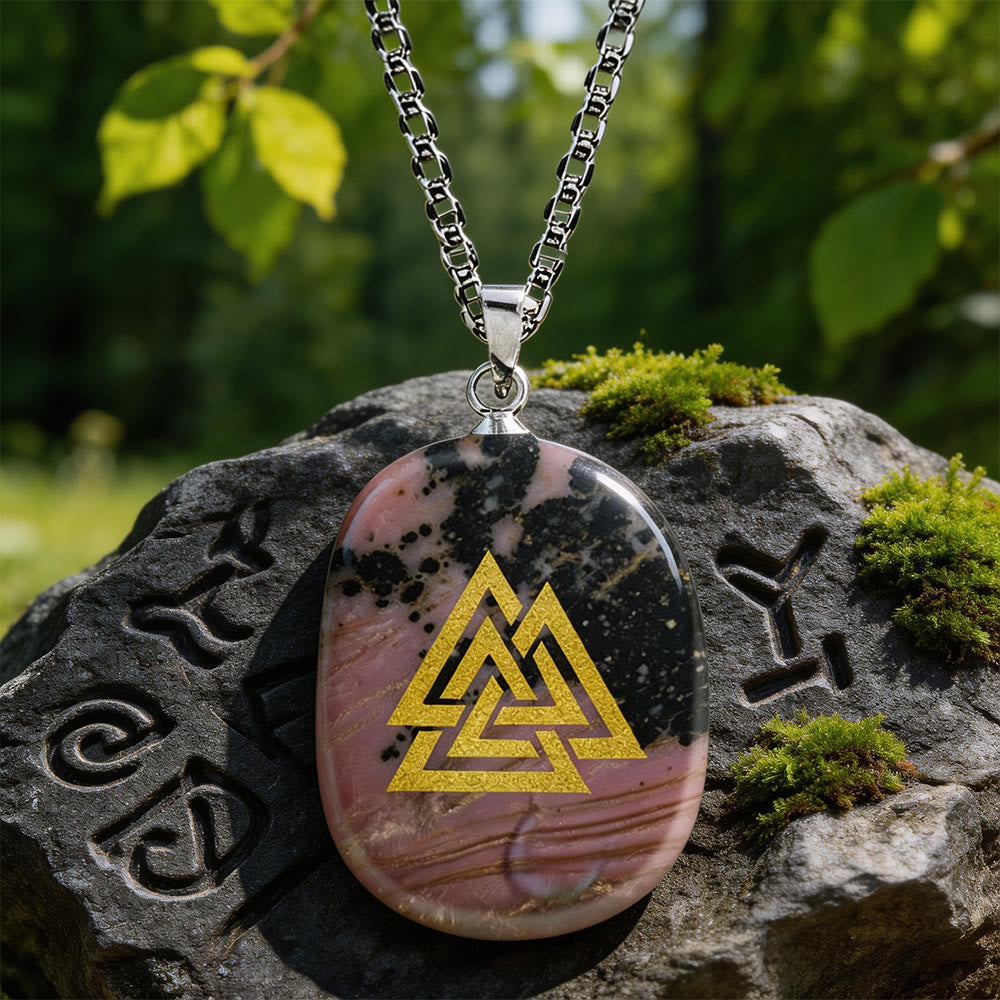 WorldNorse Valknut Stärke-Siegel Kristallkette - Rhodochrosit - image 13