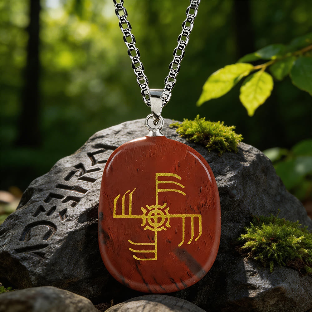 WorldNorse Ginfaxi Kriegerstärke Kristallkette - Roter Jaspis - image 5