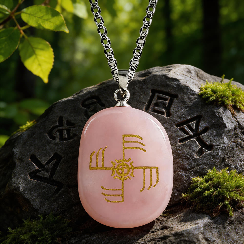 WorldNorse Ginfaxi Kriegerstärke Kristallkette - Rosenquarz - image 4