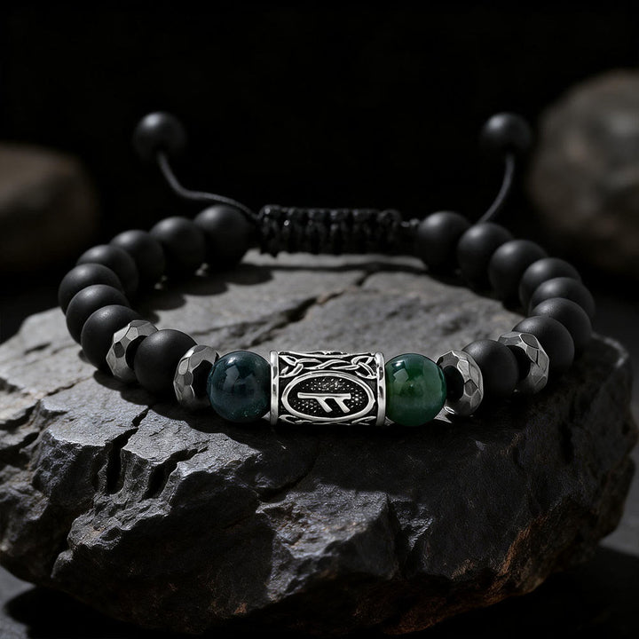 WorldNorse Viking Runen Stärke Kristallperlenarmband - Moosachat - image 18