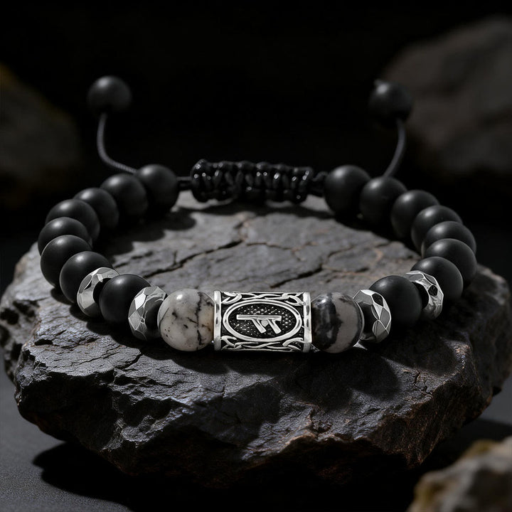 WorldNorse Viking Runen Stärke Kristallperlenarmband - Schwarzer Jaspis mit schwarzen Adern - image 4