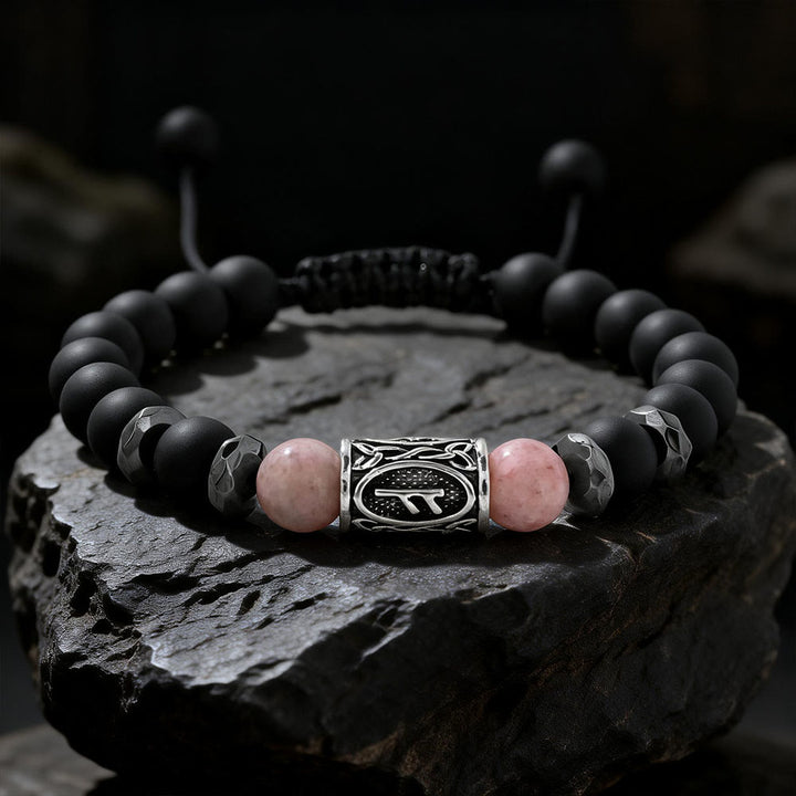 WorldNorse Viking Runen Stärke Kristallperlenarmband - Rosa Zebra-Jaspis - image 9