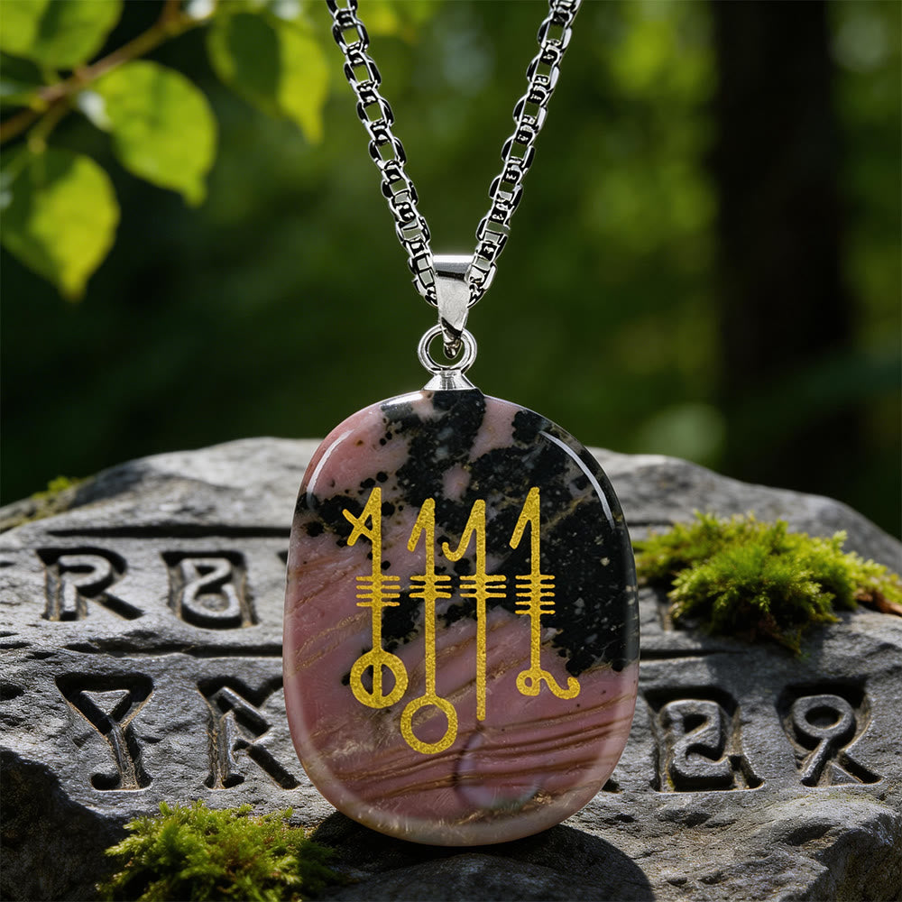 WorldNorse Svefnthorn Slumber Stave Crystal Necklace - Rhodochrosit - image 13