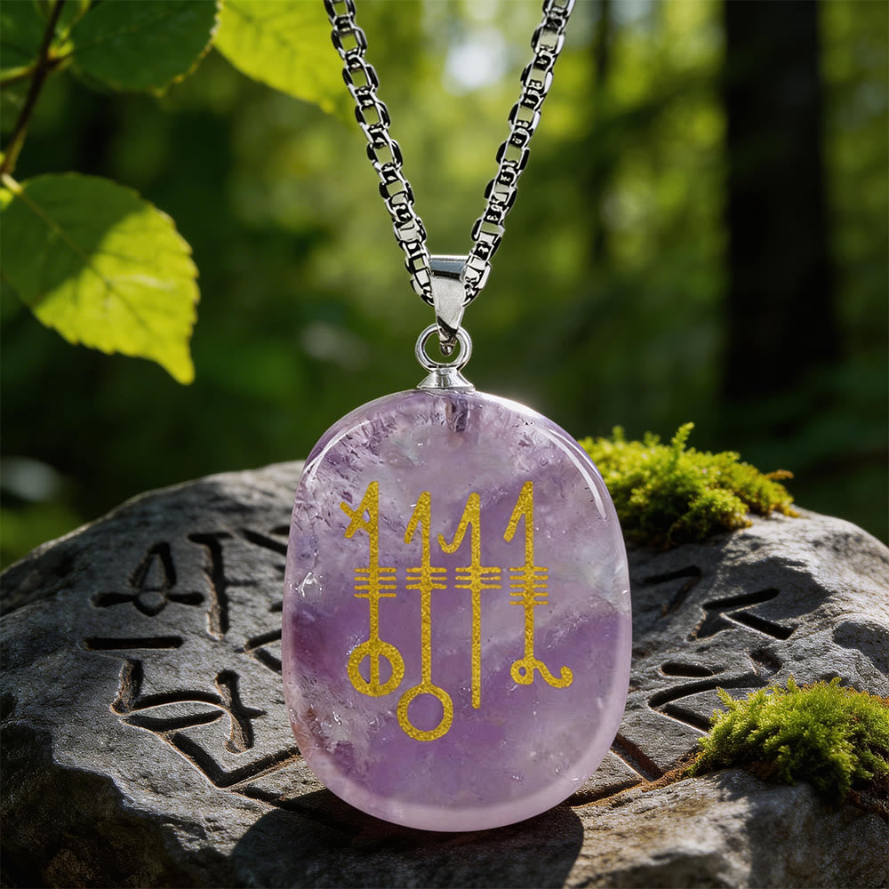 WorldNorse Svefnthorn Slumber Stave Crystal Necklace - Amethyst - image 5