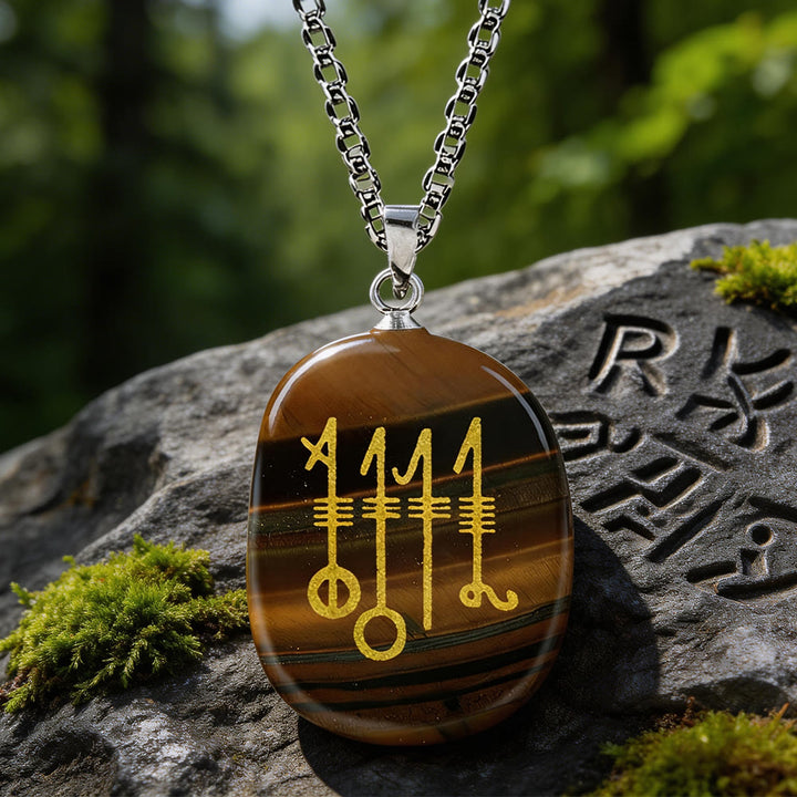 WorldNorse Svefnthorn Slumber Stave Crystal Necklace - Tigerauge - image 10