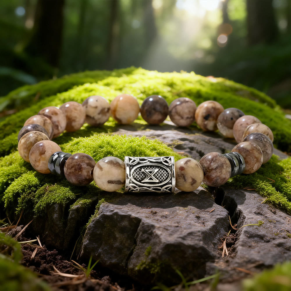 WorldNorse Viking Runes Segen Kristallperlenarmband - Brauner Kiefernstein - image 4