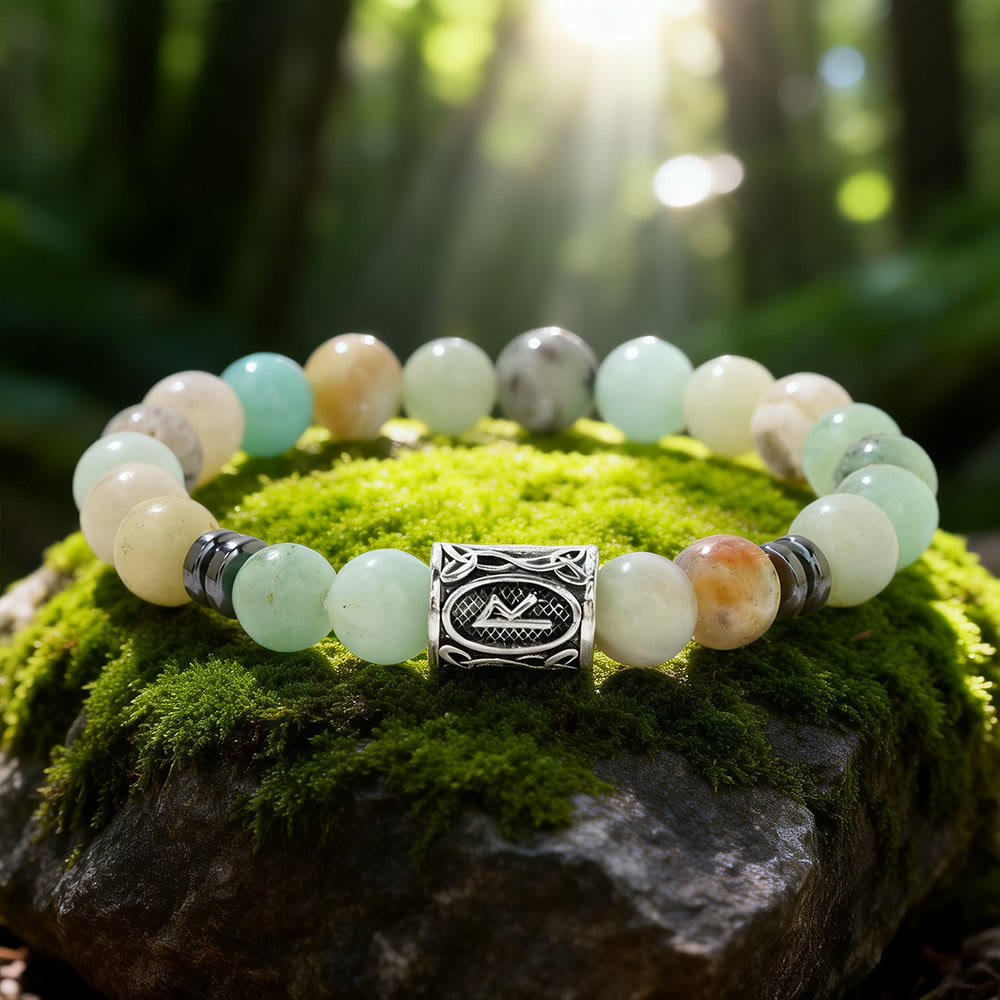 WorldNorse Viking Runes Segen Kristallperlenarmband - Amazonit - image 11