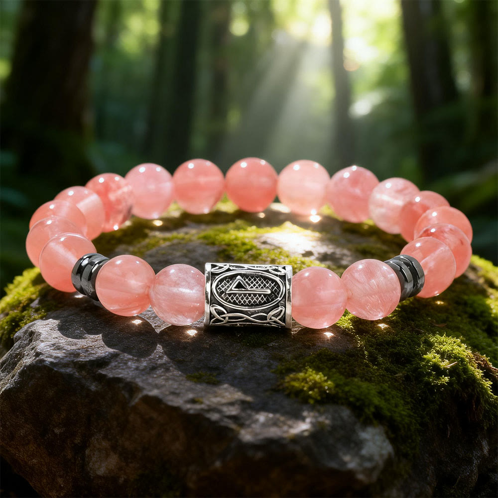 WorldNorse Viking Runes Segen Kristallperlenarmband - Wassermelonenrot Kristall - image 1
