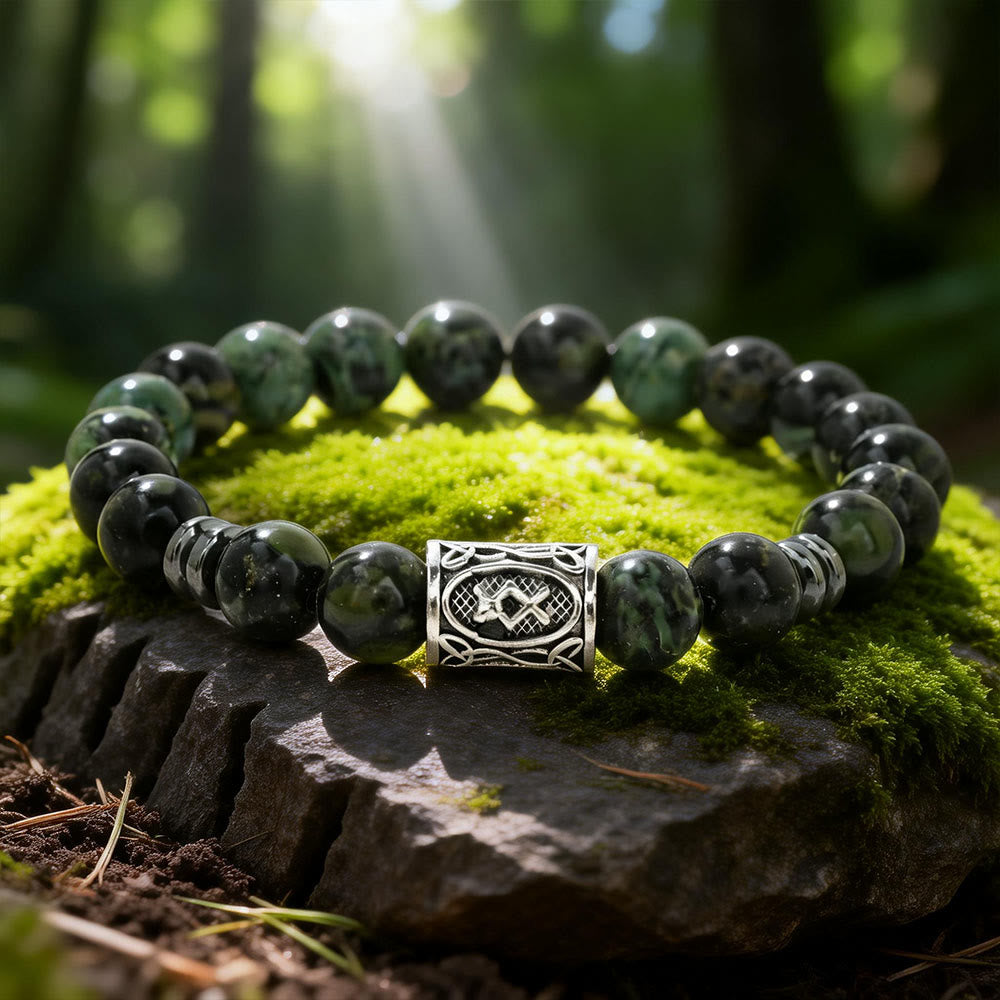 WorldNorse Viking Runes Segen Kristallperlenarmband - Kambamba Jasper - image 14