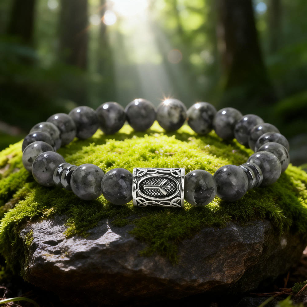 WorldNorse Viking Runes Segen Kristallperlenarmband - Labradorit - image 5