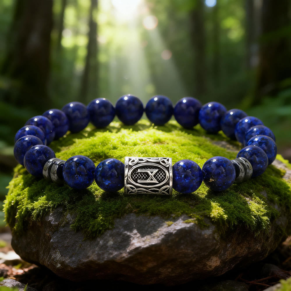WorldNorse Viking Runes Segen Kristallperlenarmband - Lapislazuli - image 0