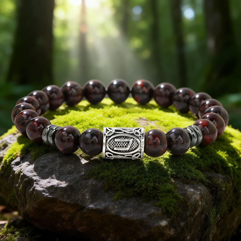 WorldNorse Viking Runes Segen Kristallperlenarmband - Hühnerblutstein - image 9