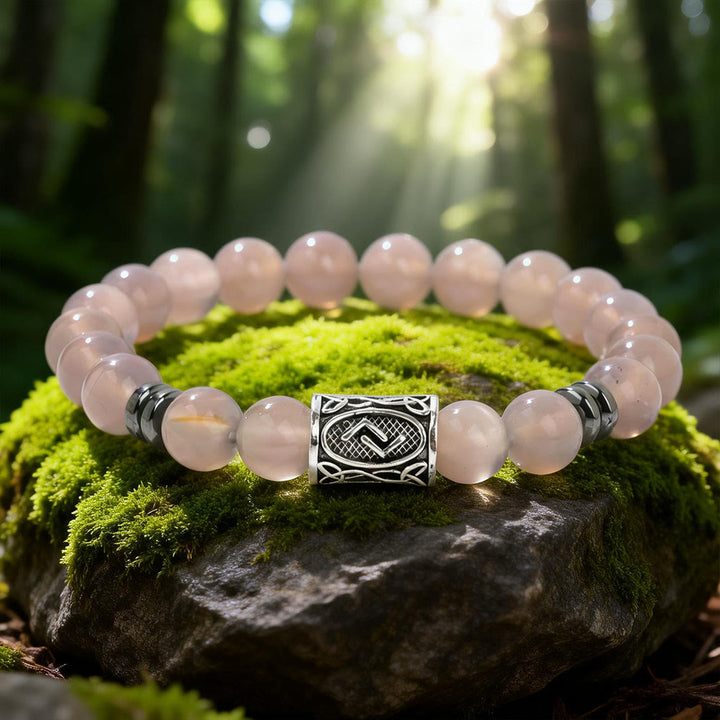 WorldNorse Viking Runes Segen Kristallperlenarmband - Grauer Achat - image 3