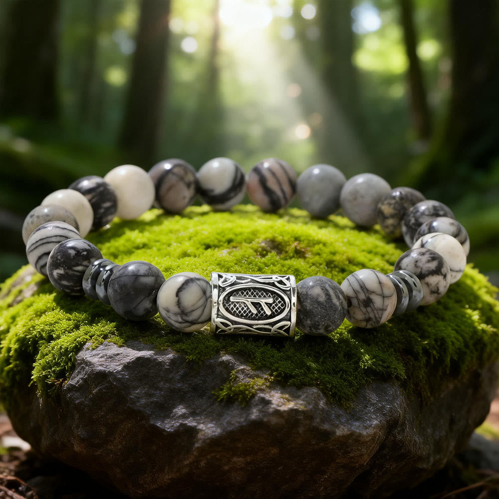 WorldNorse Viking Runes Segen Kristallperlenarmband - Schwarzer Jaspis mit schwarzen Adern - image 16