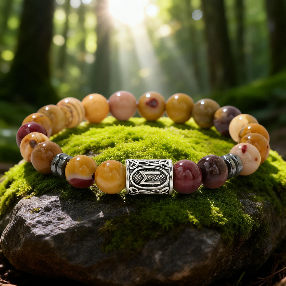 WorldNorse Viking Runes Segen Kristallperlenarmband - Mookait-Jaspis - image 12