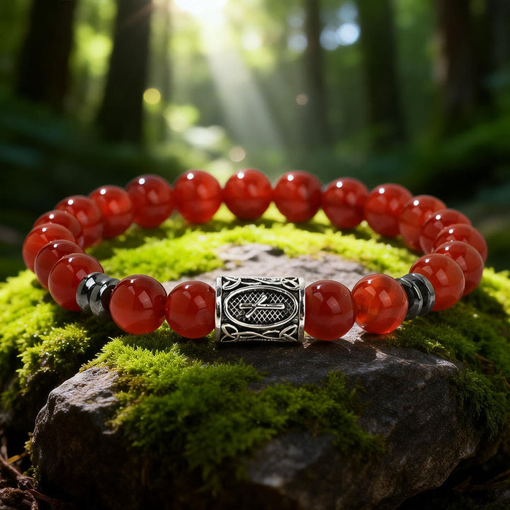 WorldNorse Viking Runes Segen Kristallperlenarmband - Roter Achat - image 2