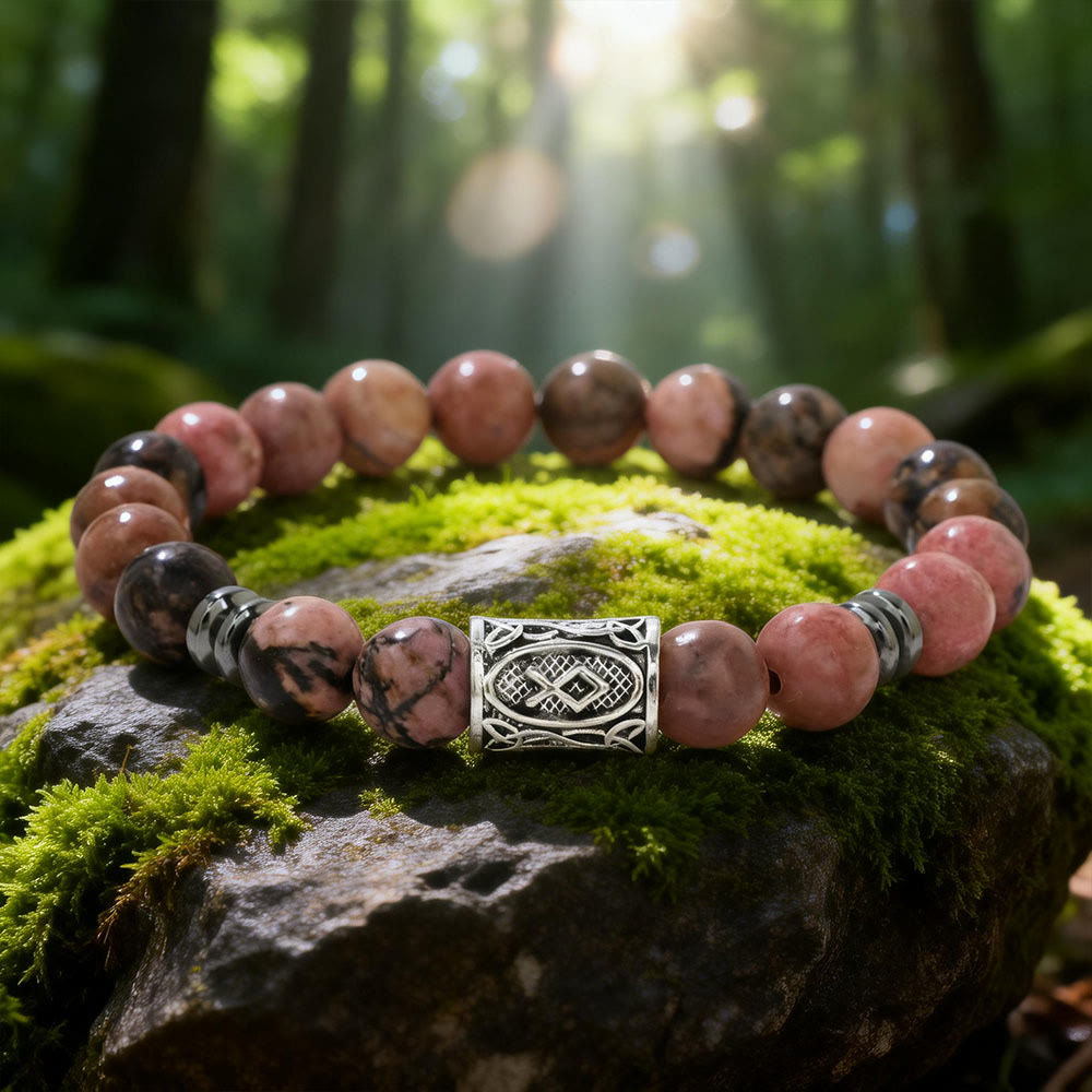 WorldNorse Viking Runes Segen Kristallperlenarmband - Rhodochrosit - image 13