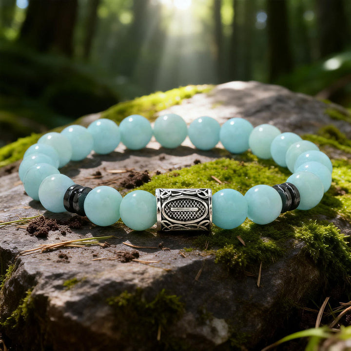 WorldNorse Viking Runes Segen Kristallperlenarmband - Aquamarin - image 8