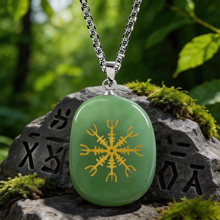WorldNorse Nordischer Helm der Ehrfurcht Mut Kristallkette - Grüner Aventurin - image 3