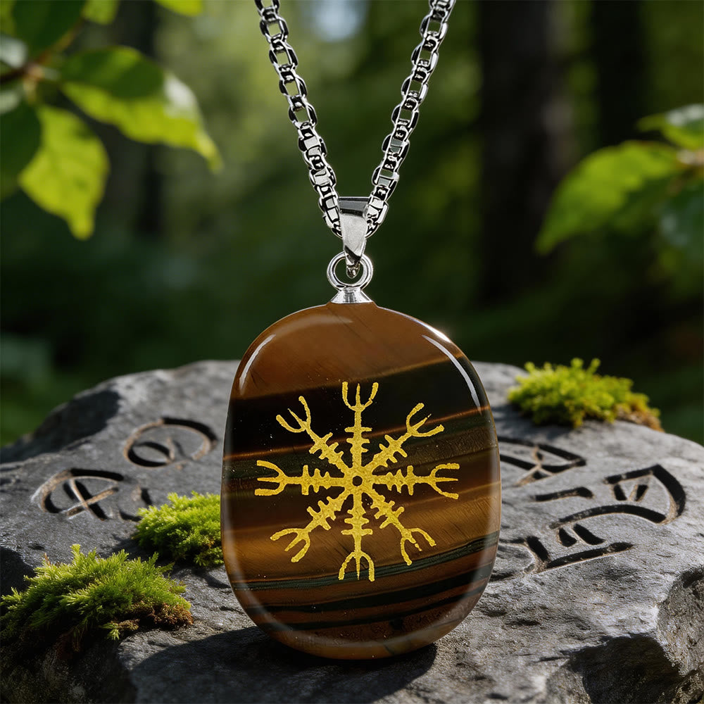 WorldNorse Nordischer Helm der Ehrfurcht Mut Kristallkette - Tigerauge - image 11