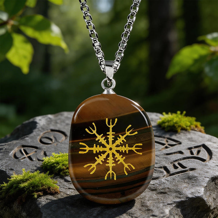WorldNorse Nordischer Helm der Ehrfurcht Mut Kristallkette - Tigerauge - image 11
