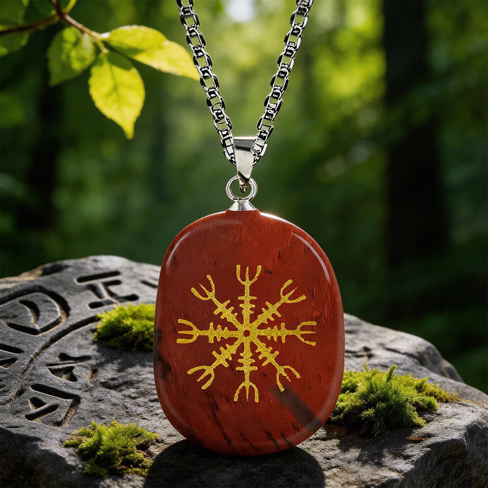 WorldNorse Nordischer Helm der Ehrfurcht Mut Kristallkette - Roter Jaspis - image 6