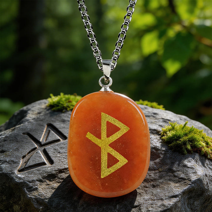 WorldNorse Viking Healing Bind Rune Vitality Crystal Necklace - Roter Aventurin - image 8