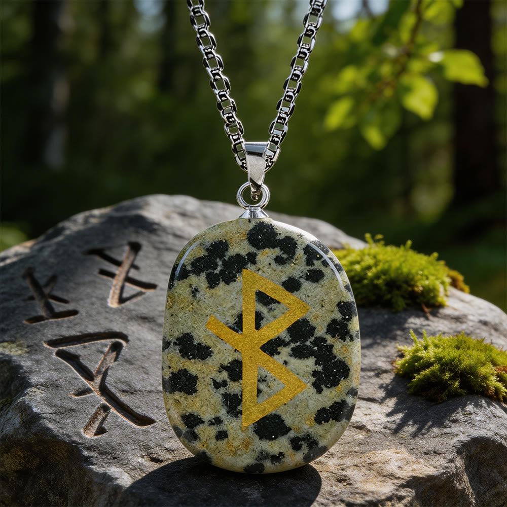 WorldNorse Viking Healing Bind Rune Vitality Crystal Necklace - Dalmatiner-Jaspis - image 12