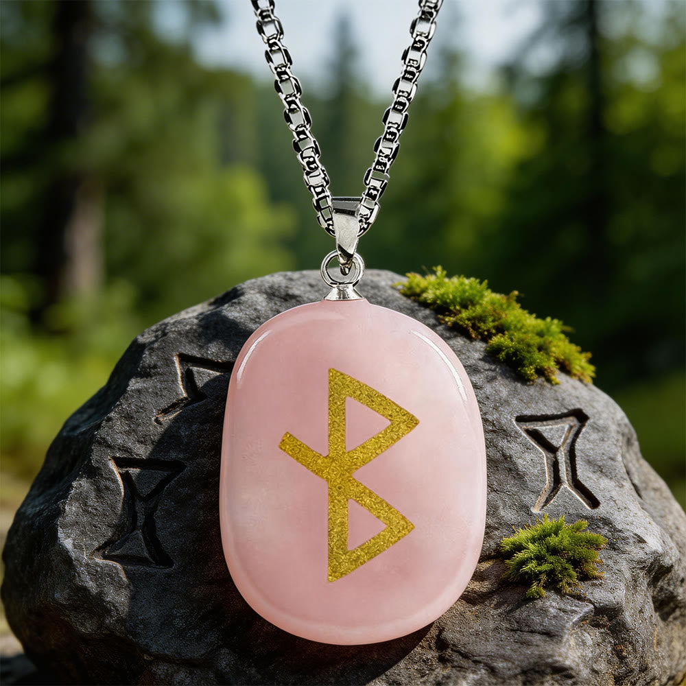 WorldNorse Viking Healing Bind Rune Vitality Crystal Necklace - Rosenquarz - image 3