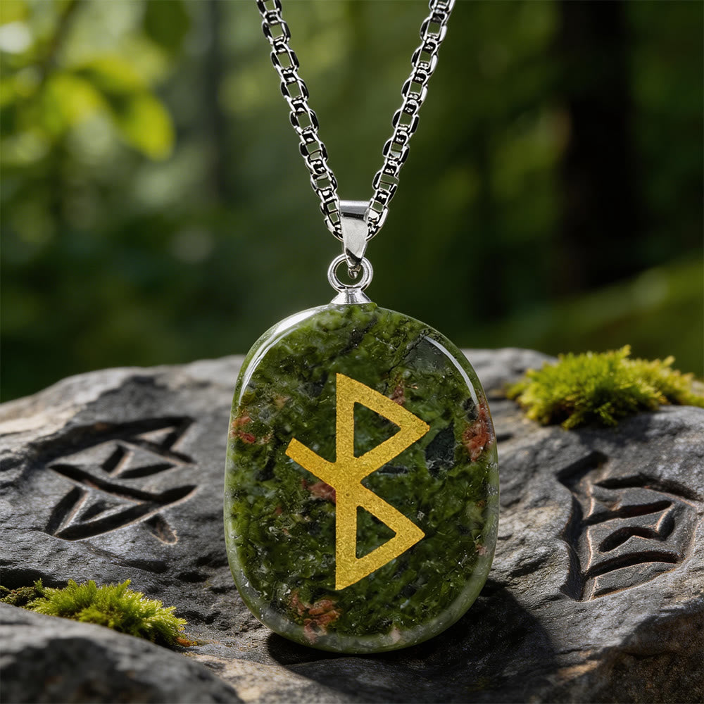 WorldNorse Viking Healing Bind Rune Vitality Crystal Necklace - Unakit - image 11