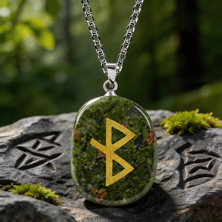 WorldNorse Viking Healing Bind Rune Vitality Crystal Necklace - Unakit - image 11