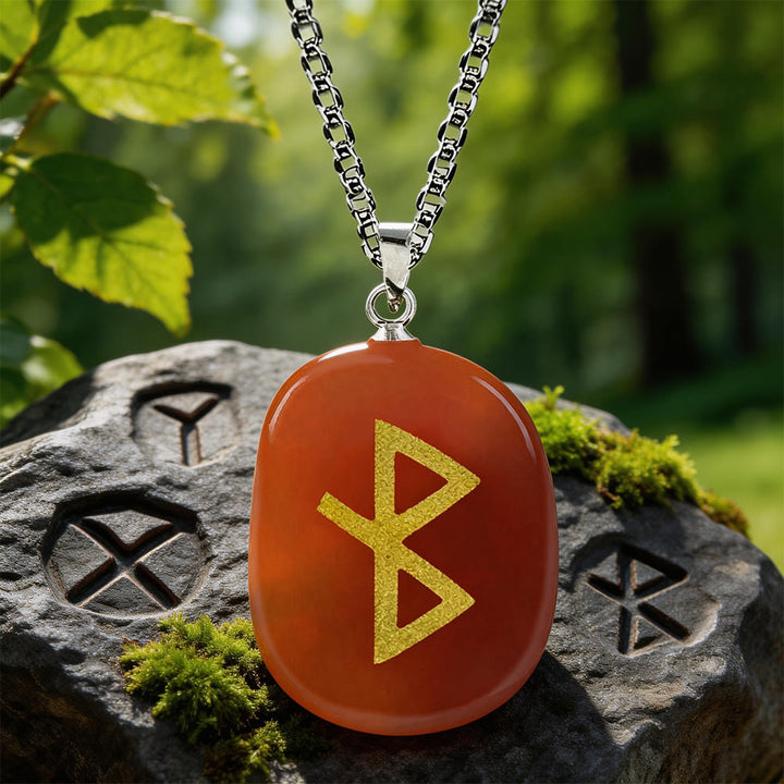 WorldNorse Viking Healing Bind Rune Vitality Crystal Necklace - Roter Achat - image 6