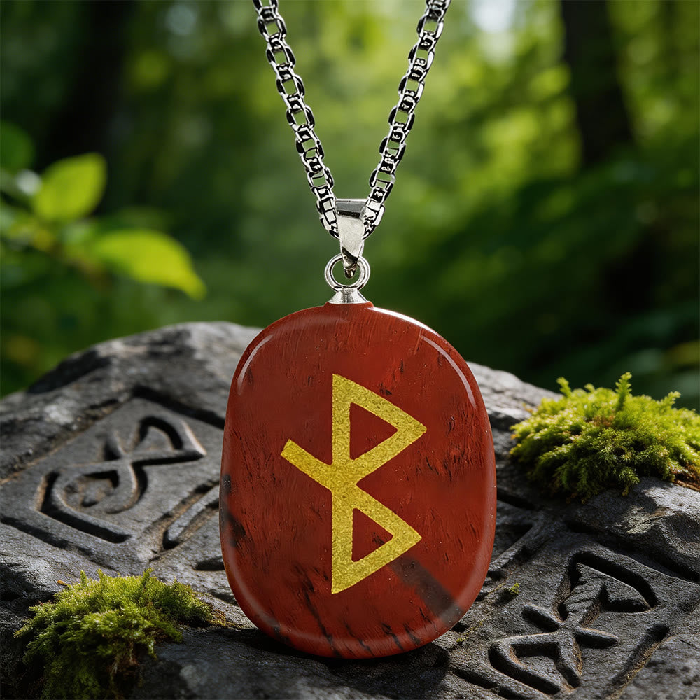 WorldNorse Viking Healing Bind Rune Vitality Crystal Necklace - Roter Jaspis - image 5