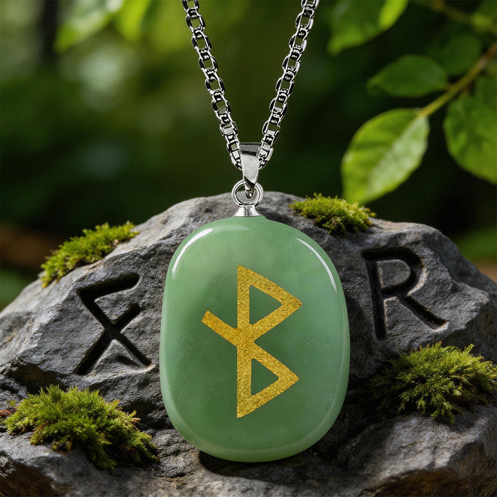 WorldNorse Viking Healing Bind Rune Vitality Crystal Necklace - Grüner Aventurin - image 2