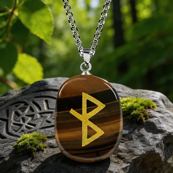 WorldNorse Viking Healing Bind Rune Vitality Crystal Necklace - Tigerauge - image 10