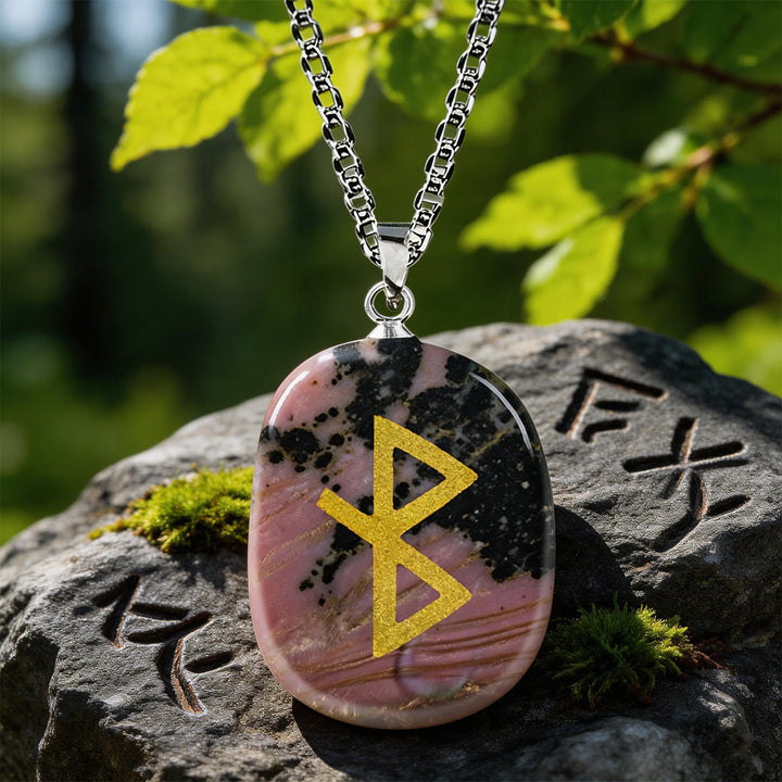 WorldNorse Viking Healing Bind Rune Vitality Crystal Necklace - Rhodochrosit - image 13