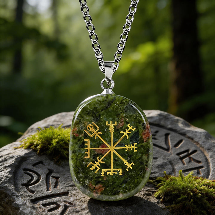WorldNorse Vegvisir Runenkompass-Kristallkette - Unakit - image 11